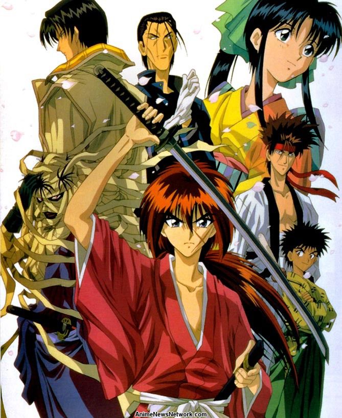 Kenshin Himura empunhando a sakabatou no anime Rurouni Kenshin