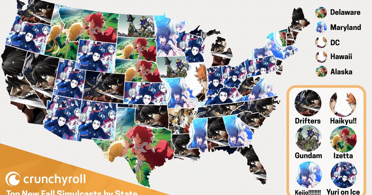 Crunchyroll Releases Map of Most Popular Fall Simulcasts for U.S., Canada -  Interest - Anime News Network