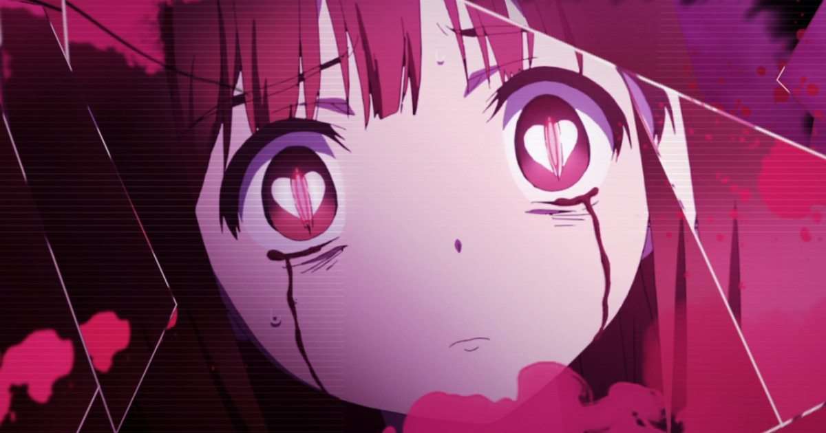 purple hair, blue eyes, looking at viewer, anime, Mahou Shoujo Madoka Magica,  Miki Sayaka, blood, blood spatter, wacky, anime girls