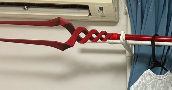 Mom Discovers Evangelion's Lance of Longinus Is Perfect to Hang Clothes