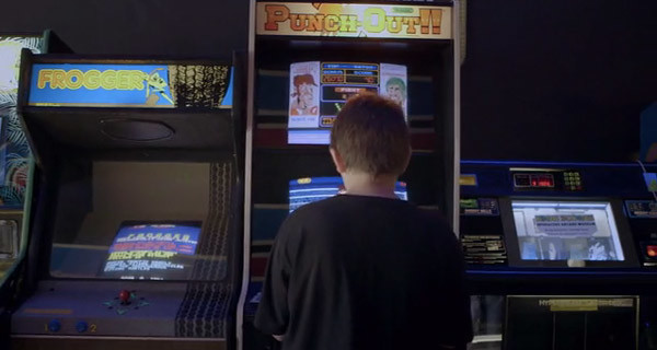 Just out of frame: A BloodStorm machine with a dozen people crowded around it.