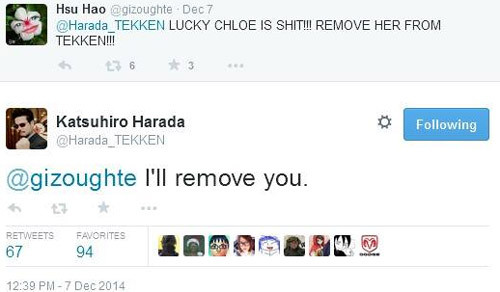 In a Borgesian twist, Harada's statement will erase all memory of Twitter user gizoughte. You'll forget the account existed moments after seeing this image.