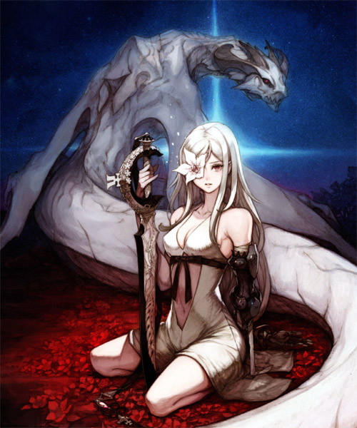 There are actually different versions of this artwork with varying amounts of blood spattered on Zero. Collect 'em all to get, in the Drakengard 3 tradition, absolutely nothing!