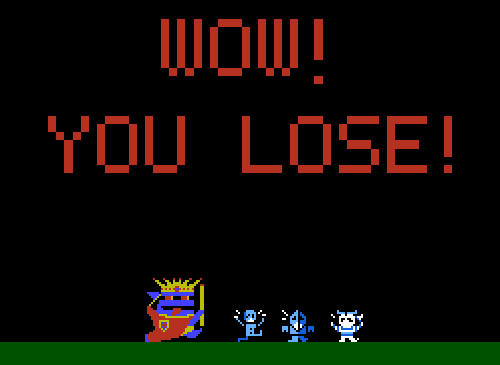The victory screen says BRAVO! YOU WIN! and you become a giant.