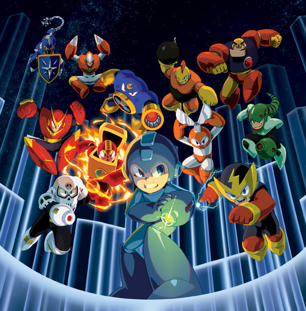 Whoa. They totally snubbed Mega Man 6's robot masters with this art! Say what you want about Mega Man 5's level design, but it has some of the coolest-looking bosses in the series.