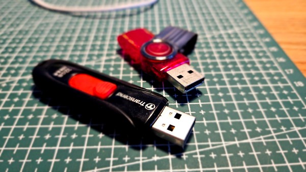 A pair of USB thumb drives