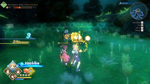 A battle map where a blond boy fires arrows at a handful of enemy soldiers