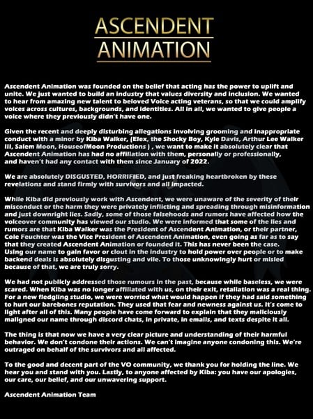 Ascendent Animation statement Kiba Walker
