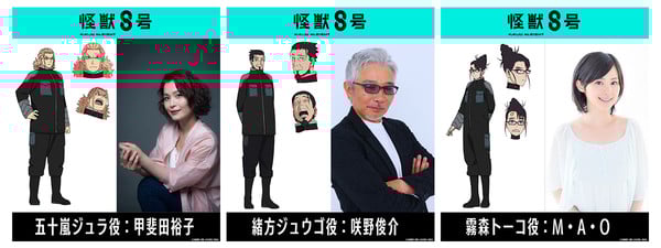 Kaiju No. 8 more cast with character designs and voice actor headshots