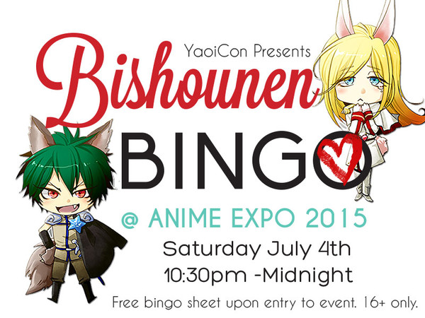 Yaoicon To Host Bishounen Bingo At Anime Expo 15 Anime News Network Yaoicon To Host Bishounen Bingo At Anime Expo 15 Anime News Network