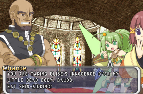 Even mildly suggestive jokes like this are few and far between in Chantelise, but I'm going to be a media distortionist and put this screen here.
