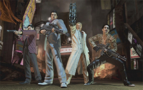 Let's see…Kazuma is John, Shun is Paul, Goro is Ringo, which means that the one with the cyber-gun is George.