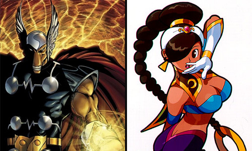 Left: Beta Ray Bill. Right: Power Stone's Rouge. NO IDEA why she's in demand.