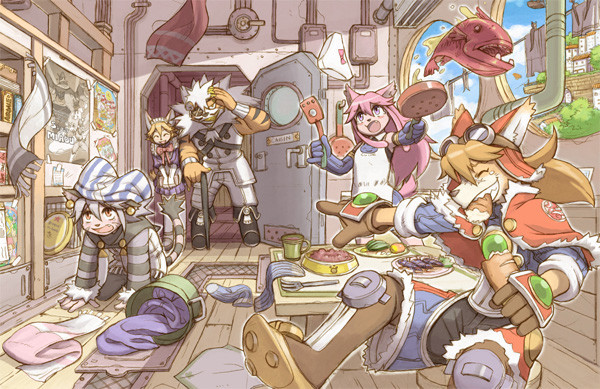 So the catgirl does laundry while the dog-man points and laughs? This is ANIMAL RACISM, I say.