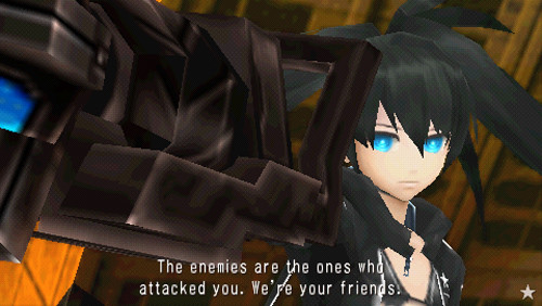 I thought the enemies were black rocks. She shoots them, after all. Please laugh at that, somebody.