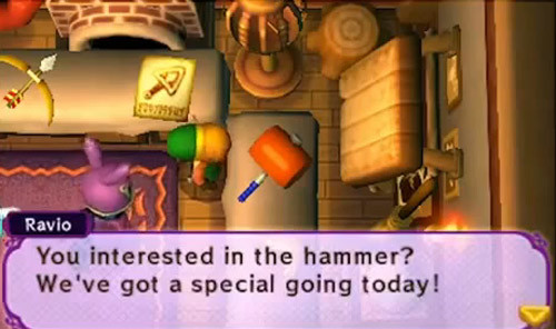 Finally caving to modern trends, A Link Between Worlds lets its hero grab the hammer, beat the clerk insensate, and loot the store.