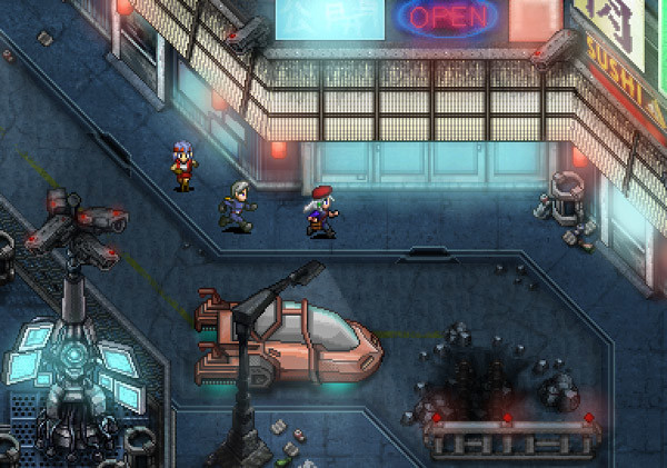 Specifically, it recalls the Sega CD Shadowrun and other cyberpunk RPGs like Illusion City.