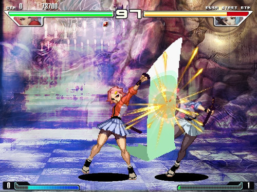 The bitter rivalry between Sword-Wielding Schoolgirl One and Sword-Wielding Schoolgirl Two escalates to tragic proportions.